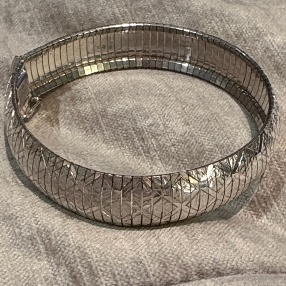 Dyadema Omega Silver Bracelet Italian Plated Bronze 7.5” long Diamond Cut